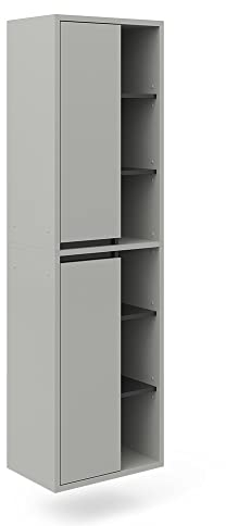 Vicco Badschrank Viola, Grau, 50 x 170 cm mit Türen, und offenen Fächern