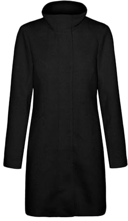 VERO MODA Damen Kurzmantel VMVerodona Bell Coat lange Damenjacke Stehkragen 10301330 Black L