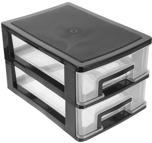 Cabilock 2 Tier Plastic Drawer Storage Box Transparent Desktop Organiser for Makeup Cosmetics and Small Items Compact Storage Solution for Home and Office