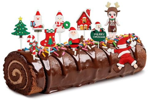 badaren Weihnachtskuchen Deko 10 Stück Cake Topper Weihnachten, Topper Tortendeko Weihnachten Cupcake Topper, Christmas Tree Topper, Kuchendekoration für Weihnachtsfeier Deko (Haus)