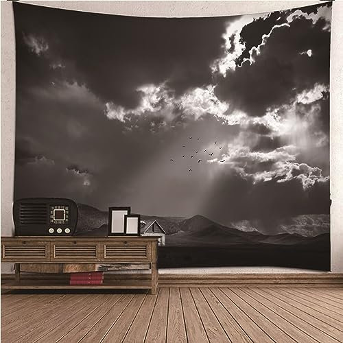 Aotiwe Tuch Wandbehang, Wandbehänge Deko Stoff Bewölkte und Dunkle Wolken Grau Tuch Wand aus Polyester Wanddeko Boho 240x220cm