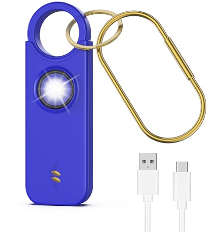 Brifit Persönlicher Alarm Taschenalarm 135dB Sirene, Panikalarm mit LED Taschenlampe, 2 Alarmmethoden, Kann als Türalarm, USB Aufladbar Schrillalarm für Frauen, Kinder, Senioren (Dunkelblau)