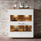 Lomadox Highboard mit Beleuchtung 110cm breit, weiß mit Eiche