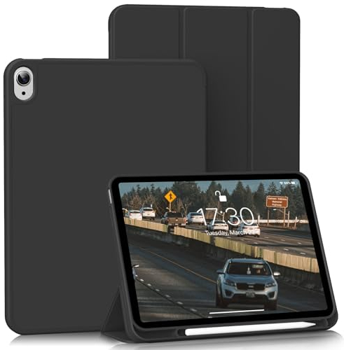 BQDIYOO Hülle für iPad (A16) 11. Generation 11 Zoll 2025 / iPad 10. Generation 10,9 Zoll 2022, Weiche Silikon Schutzhülle mit Stifthalter, Auto Schlafen/Wachen, Schwarz