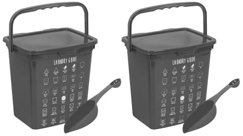 YöL 6L Detergent Powder Storage Box Laundry Washing Machine Tablet Container with Lid & Scoop - Set of 2