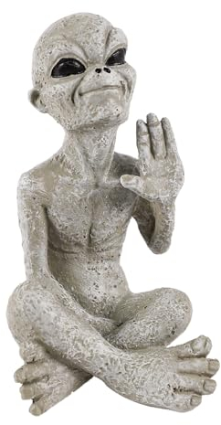 KFBlaiming Alien Greetings Sitzende Statue Erdlinge, UFO-Figur, Kunstharz, Dekoration für Garten, Outdoor, Raum, Dekoration für Zuhause, Schreibtisch, Innenbereich, 10,9 cm