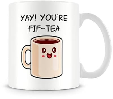 Behind The Glass - Yay! You're Fif-Tea | Cute 50th Birthday Mug, Ceramic, 11fl.oz.