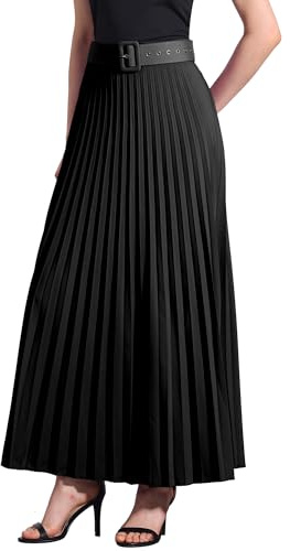 Allegra K Jupe Plissée Longue Taille Haute Élastique Femme