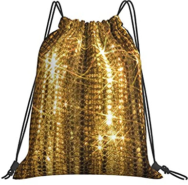 Gymsack Glitzernde Goldene Pailletten Turnbeutel Sport Gym Sack Wasserdicht Sportbeutel Für Schule Holidays Schwimmen 36x42cm
