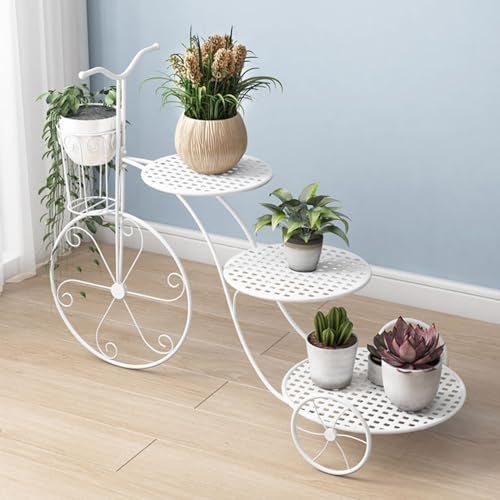 Metal Plant Stand Flower Pot Holder Bicycle Shape Plant Stands Multiple Rack Shelf Display Plant Holder Flower Shelf Display Plant Shelf Black Plant Table for Home and Garden Decor