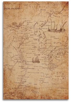 Vintage-Poster, Kompass-Karte, Poster, dekoratives Gemälde, Leinwand, Wandposter und Kunstdruck, moderne Familienschlafzimmer-Dekoration, Poster, 30 x 45 cm