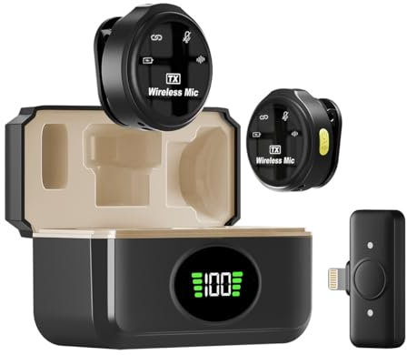 HUACAM Button Magnetic Wireless Lavalier Microphone, Noise Cancelling Wireless Microphone, Suitable for Outdoor Mobile Live Streaming and Video Recording (02)