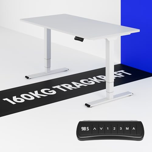 FLEXISPOT Höhenverstellbarer Schreibtisch Made in EU Einteilige Tischplatte 160x80 cm Höhenverstellbar Elektrisch mit Dual-Motor & 3 Hub-Säulen 160kg Tragfähigkeit(weiß)