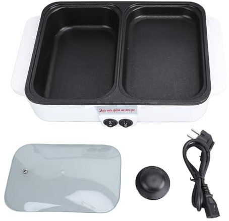 2 in 1 1200W Heißer Topf mit Grill Innerner Stick -Elektro -Pot -Grill für Koreanische BBQ Steaks Shabu Shabu Nudeln Schneller Heizung (EU -Stecker 220 V)