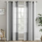 EMEMA Vorhänge mit Ösen Grau-Weiss Streifen Voile Gardinen Halbtransparent Wohnzimmer 140x185cm Dekorieren 2er Set Stores Schals mit Ösenschal Vorhang Moderner Schlafzimmer