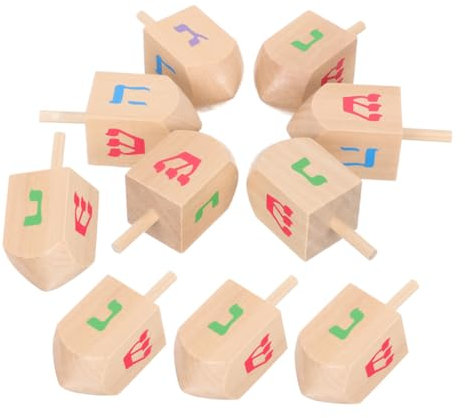 HONITANO 10 Stück Kinderkreisel Babyspielzeug Kreiselspielzeug Chanukka Dekorationen Für Zuhause Dreidels Für Chanukka Kreisel Spielzeugkreisel Aus Holz