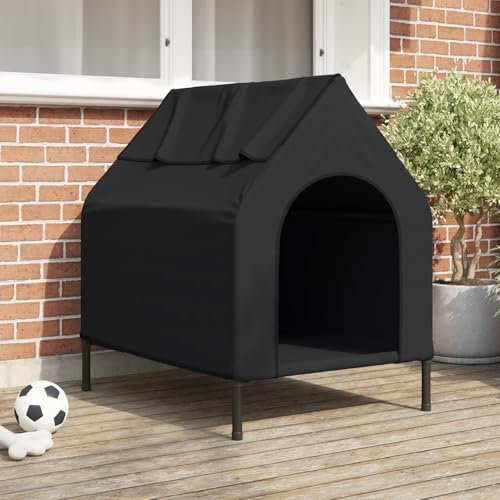 vidaXL Hundehütte aus schwarzem Oxford-Gewebe und Stahl