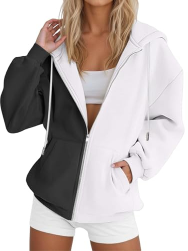 EODJXIO Felpe Donna con Zip Senza Cappuccio Felpa Viola Corna sul Streetwear Maglioni Cotone Giacche Antipioggia