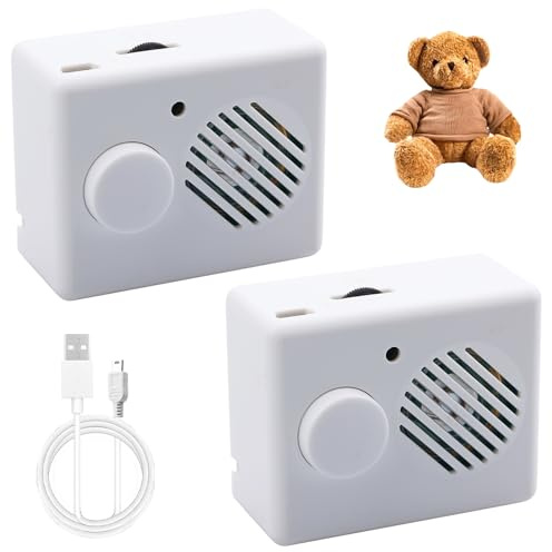 2 Stück Diktiergerät für Stofftiere, 360 Sekunden Aufnahme Sprachmodulfür Teddybär, Soundmodul Bespielbar, Diktiergerät Spielzeug für Personalisierte Aufnahme, DIY-Geschenke