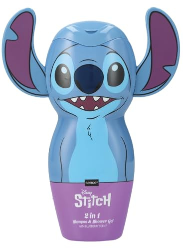 Disney Stitch Shampooing et gel douche 3D Myrtille (Blueberry) pour femmes, adolescentes et comme cadeau pour enfants, Vegan Sence Beauty (1 x 300 ml)