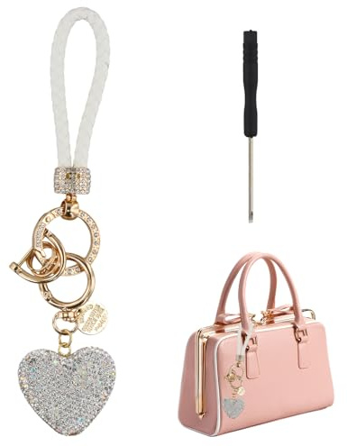 Astralong Herz Schlüsselanhänger mit Glitzernden Strasssteinen, Anti-Lost D Ring Strass-Schlüsselanhänger, Personalisiert Rhinestone Keychain, Glitzer Keychain für Damen Auto Schlüssel Türschlüsse