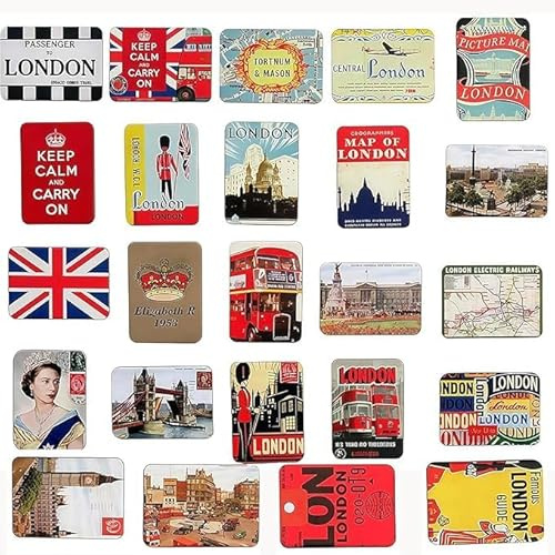 24 Pieces London Fridge Magnets, London Souvenirs Gifts, Strong Fridge Magnets Featuring Landmarks, Perfect for Friends, Family & Tourists as British Gifts from the UK