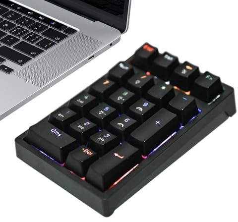Knowlife Tastierino Numerico | Tastiera Meccanica USB e Compatta | Tastierino da 21 Tasti Portatile e Mini - Adatto per l'Uso con Computer Desktop, Notebook, Laptop e per Videogiochi