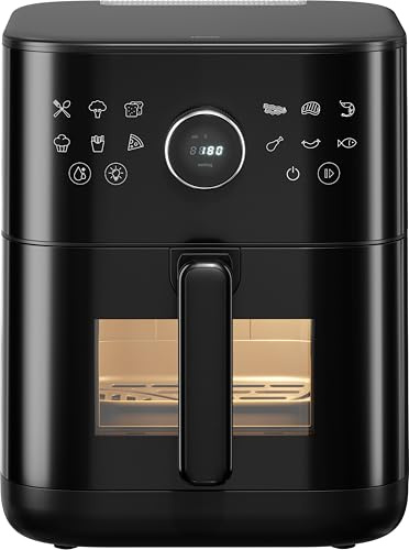 ZWILLING Air Fryer Pro 6 L, Heißluftfritteuse, 12 Programme, Infrarot-Heizung, Wasser-Sprühfunktion, 1800 Watt, antihaftbeschichtete Keramik, Frittieren, Garen und Backen ohne fett, schwarz