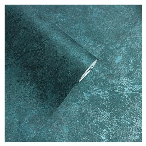 RUHTEUO Wallpaper Dark Teal Metallic Marble Wallpaper Industrial Vintage Plain Textured Vinyl Peacock Green Wall Paper For Living Room Background(2mx53cm)