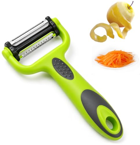 KIPTVO 3 in 1 Multifunction Vegetable Peeler, Julienne Peeler with Slicer and Peeler Design, Hand Held Peeler, Julienne Cutter, Vegetable Peeler and Shredder for Fruit Potato Carrot Cucumber