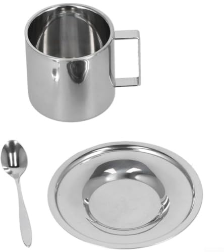 Set di tazze da caffè in acciaio inox 304 ad alta efficienza termica con piattino e cucchiaio per uso quotidiano