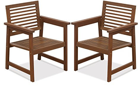 Furinno Tioman Hardwood Outdoor Armchair without Cushion, Set of Two, Natural