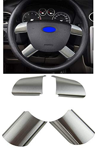 Unbekannt ALU Lenkrad Abdeckung / Clip Set 4-Teilig für Ford Focus II (MK2) 2004-2012, Aluminium, Silber