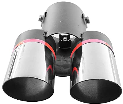 Doppel Auspuffblende Endrohr Auspuff Edelstahl Sport Rund Sportauspuff Universal Chrom Tuning Doppelblende Blende Schalldampfer Rostfrei AutoHobby