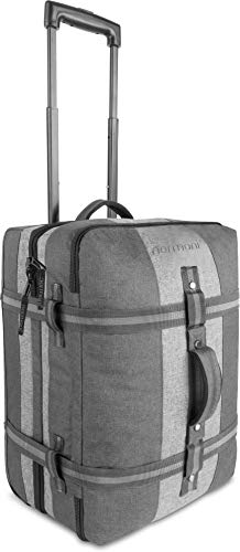 Handgepäck Reisetasche Trolley 45 L Bordgepäck Travel Bag mit Rollen Cabin Bag für Lufthansa, Eurowings, Ryanair, KLM, Volotea, Turkish Airline, Wizz Air - (52x38x20-28 cm) Farbe Dunkelgrau/Grau