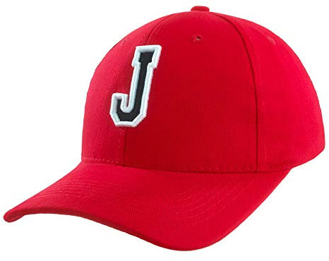 Baseballkappe 3D-Stickerei Lässige Baumwolle Alphabet A-Z Red Caps Schwarz Brief Snap Back Hut Hüte Unisex Jungen Mädchen Cap Baseball ROT Hut Kinder - J