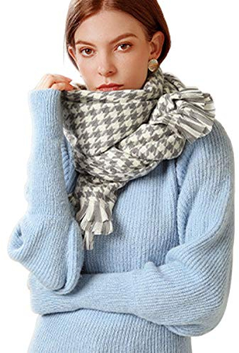 MAKFORT Schal Damen Karoschal Kariert Herbst Winter Winter Schal Imitation Kaschmir Deckenschal Grau