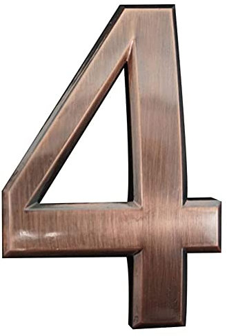 4 Inch 3D Mailbox Number, Self Adhesive House Number Waterproof Door Street Number Stickers for Home Apartment (NO.4)