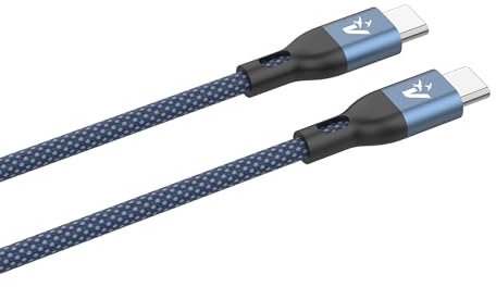 VulTech Cavo Smartphone CS-NCC12BL in Nylon Type-C to Type-C blu 1,2m 3.0A 60W - PD 5A QC 3.0 - MacBook Pro/Air, iPhone 15 / Pro/Pro Max, Samsung S22 Ultra, iPad Pro/Air Mini
