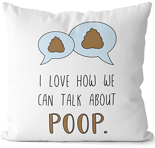 JUNIWORDS Kissen, I Love How we can Talk About Poop, Weiß-Hellgrün, 2-farbig (1007759)