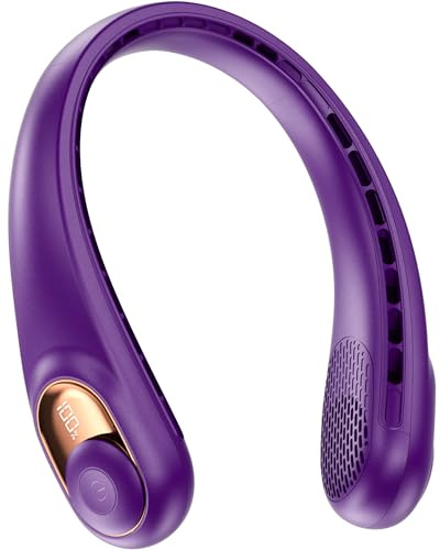 KIDEE Portable Neck Fan, Hands Free Bladeless Fan Rechargeable, 4000mAh Battery Operated USB Wearable Personal Fan, Upgraded Air Volume, 3 Speeds