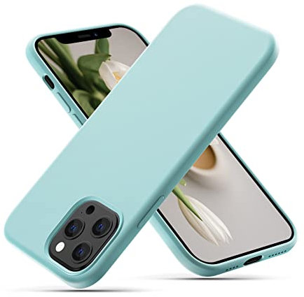 CALOOP Slim-Fit for iPhone 12 Pro Max Case,Skin Soft Liquid Silicone,Sturdy Shockproof Hard Frame Cover with Anti-Scratch Microfiber Lining,Robust Full Protection for Screen and Camera(Sky Blue)