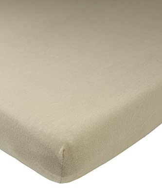Meyco Baby Uni Spannbettlaken für das Beistellbett (Bettlaken mit weicher Jersey-Qualität, aus 100% Baumwolle, perfekte Passform durch Rundum-Gummizug, atmungsaktiv, Maße: 50 x 90cm), Taupe