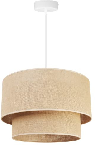 Light-Home Juta Hängelampe - Boho Deckenlampe Esszimmer und Küche - Pendelleuchte aus Metall mit Stoff Lampenschirm - ⌀ 40 cm - Torte 1 - Jute