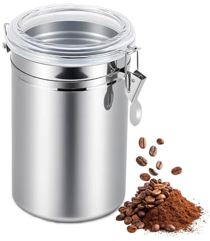 Kaffeedose Edelstahl Luftdicht, Kaffeebehälter (XL) | Edelstahl, Kaffeebohnenbehälter mit Deckel, für Kaffeepulver, Pulver, Tee, Nüsse
