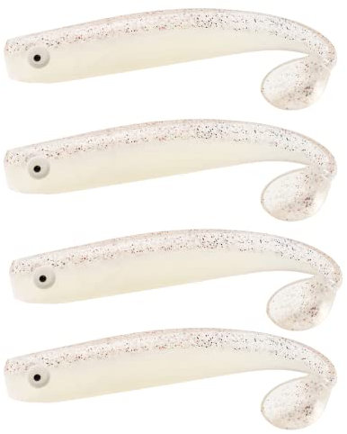 ZANDERKANT - Angelköder - Gummifische - Mega Kauli - 2 Packungen je 2 Stück - Violettglitter - 16cm - Greifer 6/0 - schwimmend