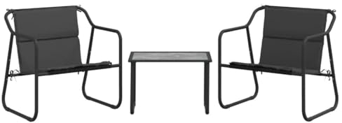vidaXL Garten Lounge Set 3-TLG., Gartenmöbel Set mit Kissen, Sitzgruppe für Garten Balkon Terrasse, Loungemöbel Stuhl Tisch, Anthrazit Stahl