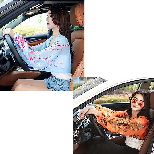 NOGRAX Mantón de Manga a Prueba de Sol Transpirable Ultraligero, Mangas de Brazo de protección Solar UV, Chal de protección Solar para Conducir/Viajar para Damas (50 * 160CM,2PCS-T)