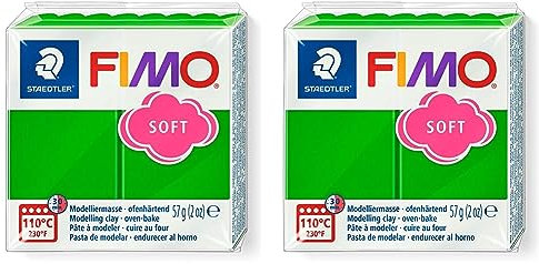 STAEDTLER 8020-53 - Fimo Soft Normalblock, Modelliermasse, 57 g, tropischgrün, 1 Packung (Packung mit 2)