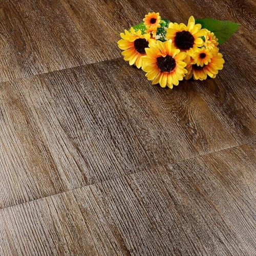 FunStick Piastrelle PVC Adesive Pavimento Effetto Legno Pellicola Pavimento Adesivo Cucina Camera da Letto Marron Mattonelle Adesive Pavimenti Legno Bagno Cucina Lavabile 30×30CM 5 Piastrelle Bagno
